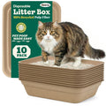 10 Count - Disposable Litter Box for Kitty Cats, Thick & Leak-Proof, Eco-Friendly Travel & Home Litter Pan, No-Scrub for Cats