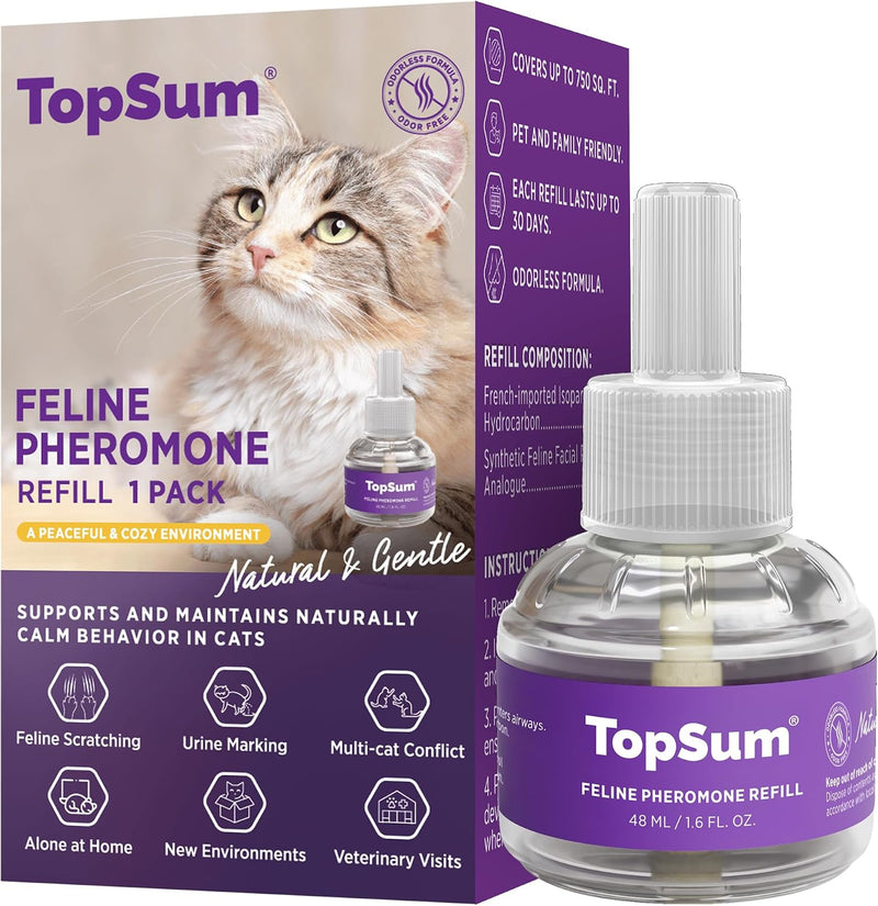 TopSum Cat Calming Pheromone Diffuser: Feline Pheromones Plug in for Stress, Alone At Home, Spraying, Fighting, Scratchi