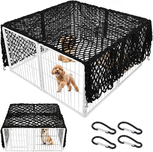 Black Dog Playpen Cover Net with Metal Fixing Buckle 6.7 * 6.7FT Prevent Small Dogs from Jumping Out of the Playpen (Cov