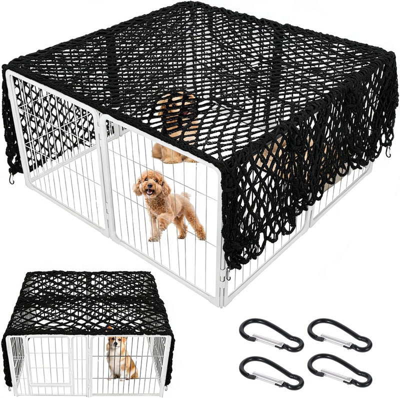 Black Dog Playpen Cover Net with Metal Fixing Buckle 6.7 * 6.7FT Prevent Small Dogs from Jumping Out of the Playpen (Cov