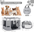 PETEASE Portable Cat Playpen with Litter Box, Cat Enclosure for Camping, Cat Recovery Playpen After Surgery, Foldable Indoor Outdoor Pet Tent for Cats Rabbits Puppies (Light Gray)