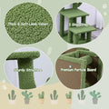 HOMBYS Cautus Cat Stairs for Old Cats & Dogs, Pet Steps for High Beds, Couch & Window,Vertical Cautus Green Cat Tree with Dangling Balls for Indoor Pets Climbing Playing, Holds Up to 150 Lbs,