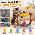 Cat Slow Feeder, Interactive Cat Puzzle Toy Treat Dispenser - BBQ Campfire Grill Design, Adjustable Rotating Roast Fish Flame Mental Stimulation Food Dispensing Toy for Indoor Cats Kittens