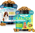 Flea and Tick Prevention Chews Bundle for Cats & Dogs, Natural Oral Flea Treatment, 200 Dog Soft Chews + 500 Cat Crunchy