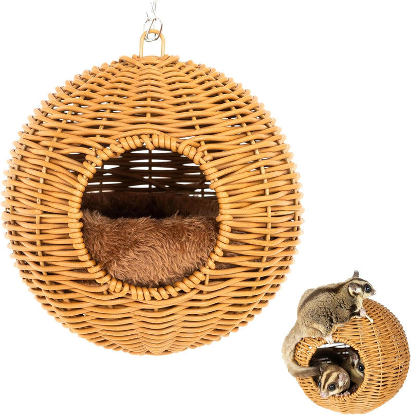 NEOUZA Sugar Glider Nest, PP Rattan Hanging Ball Bed for Small Pets