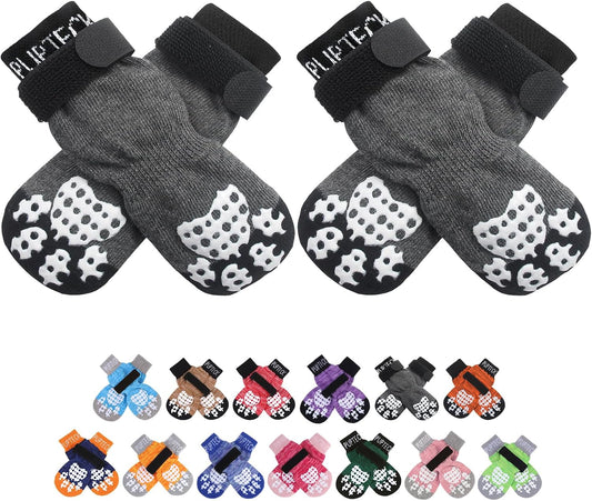 PUPTECK Anti-Slip Dog Socks with Double Sides Grips for Small Medium Large Dogs Hardwood Floors Prevents Licking, Dog Sh