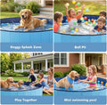 Eooqi Foldable Dog Pool for Large Dogs & Kids, 71" Hard-Side Collapsible Kiddie Pool, Heavy Duty Leakproof PVC Pet Swimming Pool with Non-Slip Bottom & Drain, Indoor Outdoor Use, Blue