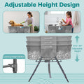 SereneLife Foldable Dog Bath Tub with Adjustable Height, 360° Access, Drain Hose & Storage Pockets – 130 lb Capacity Gro