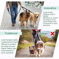 LEOSASA Double Dog Leash for 2 Dogs - No Tangle 360°Swivel Splitter with Reflective Stitching, Adjustable Length and Stretchy Shock-Absorbing Comfort, for Small/Medium Dogs Walking Training (S(2.0cm)
