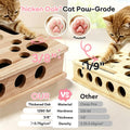 【Large&Thicken Oak 】Cat Nail File Scratcher Puzzle Box,High-Density Furniture Grade Oak,Porous Design,Stimulate Cat Expl