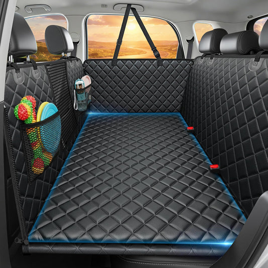 URPOWER 2026 Upgraded Back Seat Extender for Dogs - Large Hard Bottom Dog Car Seat Cover Holds 550lbs, Waterproof Dog Hammock Pet Bed with High-Density Foam Non-Slip Backseat Protector