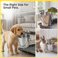 2 Quart Dog Water Bucket Flat Sided Stainless Steel with Hooks
