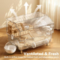 9 in 1 Acrylic Hamster Cage, Clear Dwarf Hamster Cage, with Tubes and All Accessories, 2-Tier Mouse Habitat, Easy to Cle