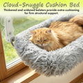 Zoratoo Cloud-Snuggle Cat Window Perch with 4-Sided Ultra-Thick & Fluffy Plush Cushion Bed, Foldable Cordless Cat Window Hammock for Window with Sturdy Metal Frame for Large Cats and Kittens (M, Gray)