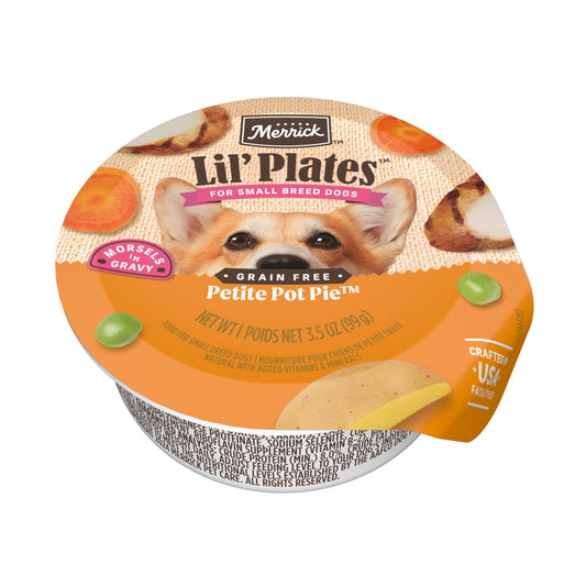 Merrick Lil’ Plates Grain Free And Gluten Free Natural Wet Dog Food For Small Dogs, Soft Petite Pot Pie Recipe - (Pack of 12) 3.5 oz. Tubs