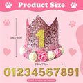 Pet Birthday Crown with Age Numbers, Adjustable Reusable Dog Birthday Hat