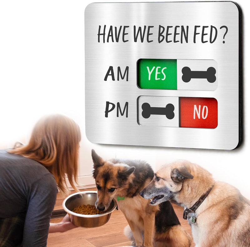 Dog Feeding Reminder - Dog Feeding Chart with Have We Been Fed AM/PM Tracker, Magnets Fed Sign with Pet Tracker for Frid