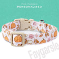 Faygarsle Cute Pink Fall Dog Collar Pumpkin and Leaves Pattern for Autumn