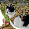 nanappice Tactical Cat Harness and Leash for Walking Esacpe Proof,Adjustable Soft Mesh Large Cat Vest with Rubber Handle Easy to Control,Molle Patches