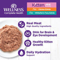 Wellness Complete Health Pate Variety Pack Kitten Canned Wet Cat Food, Natural, Protein Rich, Grain Free, Whitefish and 