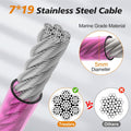 50FT Dog Tie Out Cable Lead with Shock Spring for Medium Large Dogs