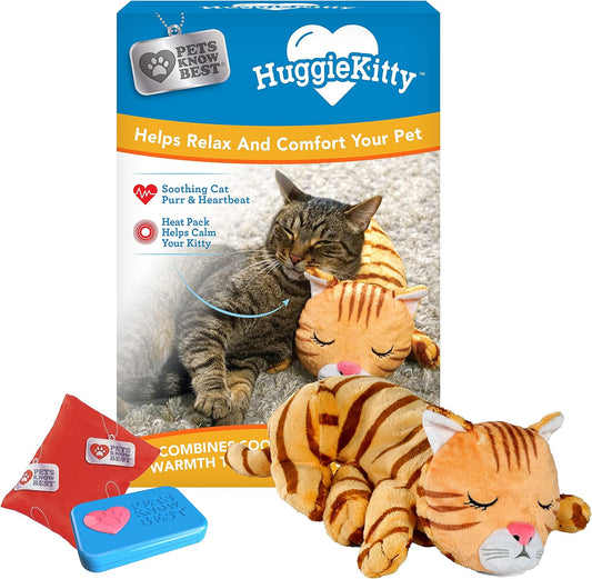 Pets Know Best HuggieKitty | Comfort Purring Companion with Heartbeat Sleep Aide for Cats & Kittens, Heating for Calming
