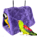 MOACC Winter Warm Bird Nest House Shed Hut Hanging Hammock Finch Cage Plush Fluffy Birds Hut Hideaway for Hamster Parrot Macaw Budgies Eclectus Parakeet Cockatiels Cockatoo Lovebird (L, Purple)