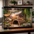 HERCOCCI Bearded Dragon Tank Accessories, 9Pcs Reptile Plants Vines Hammock Bridge Jungle Climber with Suction Cups Terr
