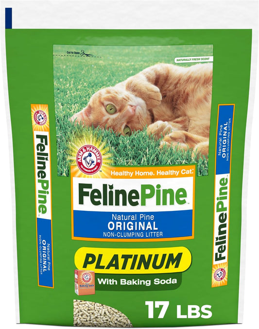 Feline Pine Platinum Non-Clumping Cat Litter, Feline Pine Cat Litter 17lb