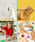 Fashion's Talk Cat Toys 50 Pcs for Indoor Cats,Interactive Door Hanging Mice Feather Toy Cat Spring Toy Cat Wand Catnip 