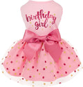 Fitwarm Birthday Girl Dog Tulle Dress, Dog Clothes for Small Dogs Girl, Cat Apparel, Pink