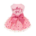 Fitwarm Birthday Girl Dog Tulle Dress, Dog Clothes for Small Dogs Girl, Cat Apparel, Pink, Small