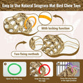 Arfubye 2Pcs 29.5 x 7 inches Large Bird Seagrass Mat Grass Woven Net Parrot Hammock Mat Parakeet Climbing Rope Ladder with Hooks Bird Cage Accessories for Conure Cockatiel Budgie Macaw Bearded Dragon