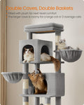 Feandrea Cat Tree, 69-in Large Cat Tower, Multi-Level Condo, Dove Gray