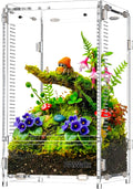 Jumping Spider Enclosure, Acrylic Terrarium with with Magnetic Doors, 0.8mm Micro-Ventilation, Stackable Escape-Proof Ha