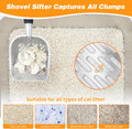 Midollarle Heavy-Duty Cat Litter Scoop with Holder, Metal Cat Scooper Holder Trash Container, Aluminum Kitty Poop Sifting Shovel Captures All Clumps, Speed Sifter Litter Box Scooper with Cats Caddy