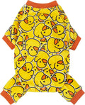 Fitwarm Funny Duck Dog Pajamas, Dog Winter Clothes for Small Dogs Girl, Lightweight Velvet Pet Jumpsuit, Cat Onesie, Yel
