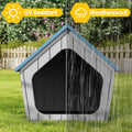 Fancyango Small Dog House Outdoor Indoor, Durable Plastic Waterproof Doghouse with Air Vents and Elevated Floor, Easy Clean and Assemble (Blue, 23.5" L×22.5" W×