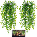 HERCOCCI Reptile Plants, 2 Pack Terrarium Hanging Plants Vines Artificial Leaves Habitat Decorations with Suction Cup fo