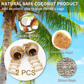 Tfwadmx 4 Pcs Coconut Hide with Ladder, Natural Coconut Fiber Hanging Birdhouse Cage, Coconut Bird Shell Breeding Nest f