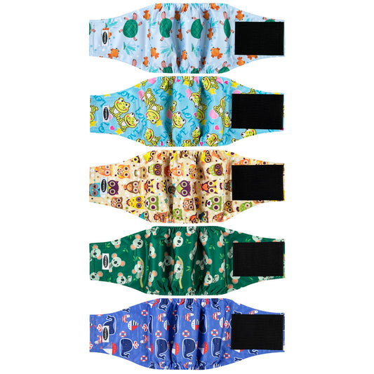 Male Dog Diapers, High Absorbing Dog Belly Bands for Male Dogs, Washable Reusable Dog Males Wraps(5 Pack)