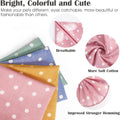 4PCS Spring Dog Bandanas Cat Birthday Cute Soft Cotton Puppy Scarfs Washable Daily Handkerchief Pink Green Blue Orange Comfortable Gifts, Adjustable Accessories for Small Medium Large Girl Boy Pup Pet