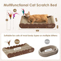 EHEYCIGA 26" Large Cardboard Cat Scratcher Bed with 2 Cat Toys, Brown