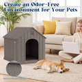 Dog House Outdoor, Plastic Small Dog House-Weatherproof Design with Air Vents & Elevated Floor for Small to Medium Dogs,