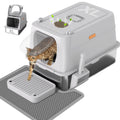 Anywish Stainless Steel Cat Litter Box with Lid, XL Extra Large Enclosed Removable Metal Litter Box with Litter Scoop&Double Layer Litter Mat, Non-Sticky, Non-Odor, Easy Cleaning, for Big Cats, Grey