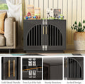 Kepptory Wooden Dog Crate Furniture End Table, Decorative Pet Kennel with Double Doors & Secure Latches for Small Medium