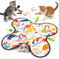 Interactive Cat Toys for Indoor Cats–Rechargeable Automatic Hide and Seek Kittens Toy with Moving Wand Feathers,Fluttering Butterfly,Real Mouse Squeaky,Motion Activated for Exercise & Bored Adult Cats