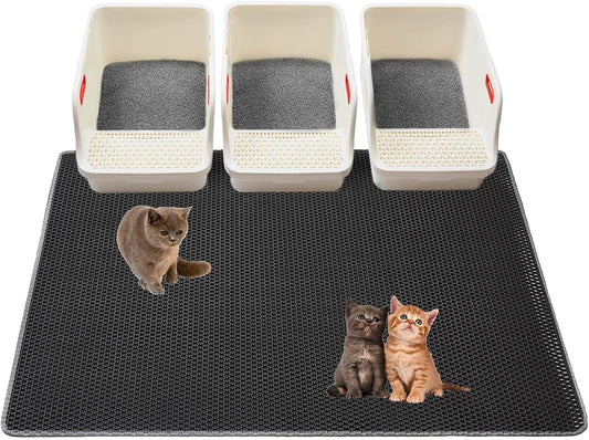 Cat Litter Mats-Extra Large 47''x36'' Litter Trapping Mat for Cat-XXL Litter box Matt for Floor-2 Layer Catcher Rug for Pet kitty Litterbox-Waterproof Urine Proof,Non-Slip