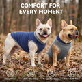 cyeollo 2 Pack Fleece Dog Sweater Stretchy Pullover Soft Dog Jacket with Reflective Stripe Lightweight Sweatshirt Pet Clothes Coats for Small Dogs, Navy & Grey L