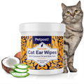 Petpost | Cat Ear Cleaner Wipes - Ultra Soft Cotton Pads in Coconut Oil Solution - Treatment for Removing Cat Ear Dirt & Wax 100 ct.